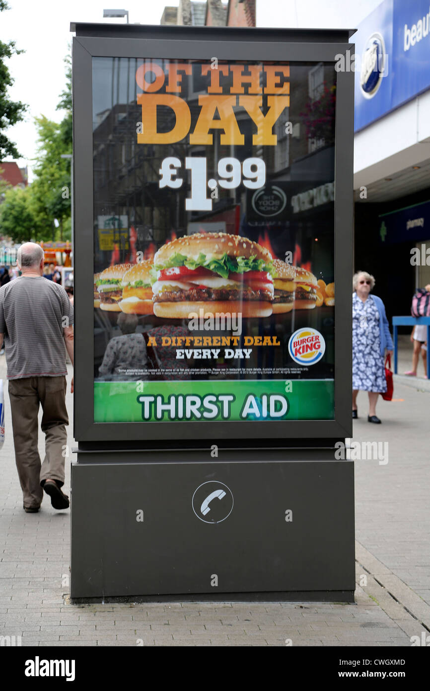 Pavement Advertising Board Advertising Burger King Surrey England Stock