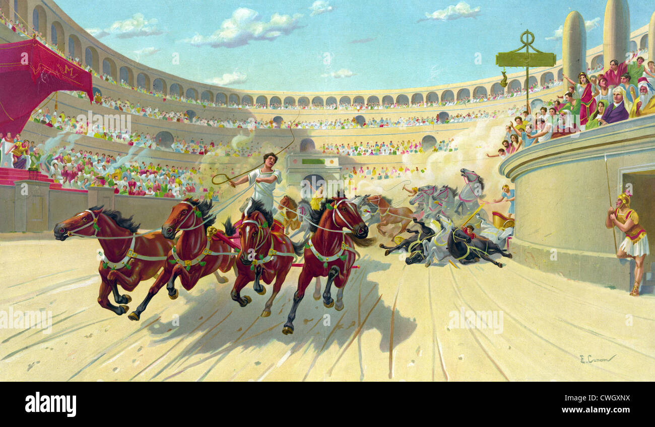 Chariot racing, chariot race, Ben Hur chariot race Stock Photo