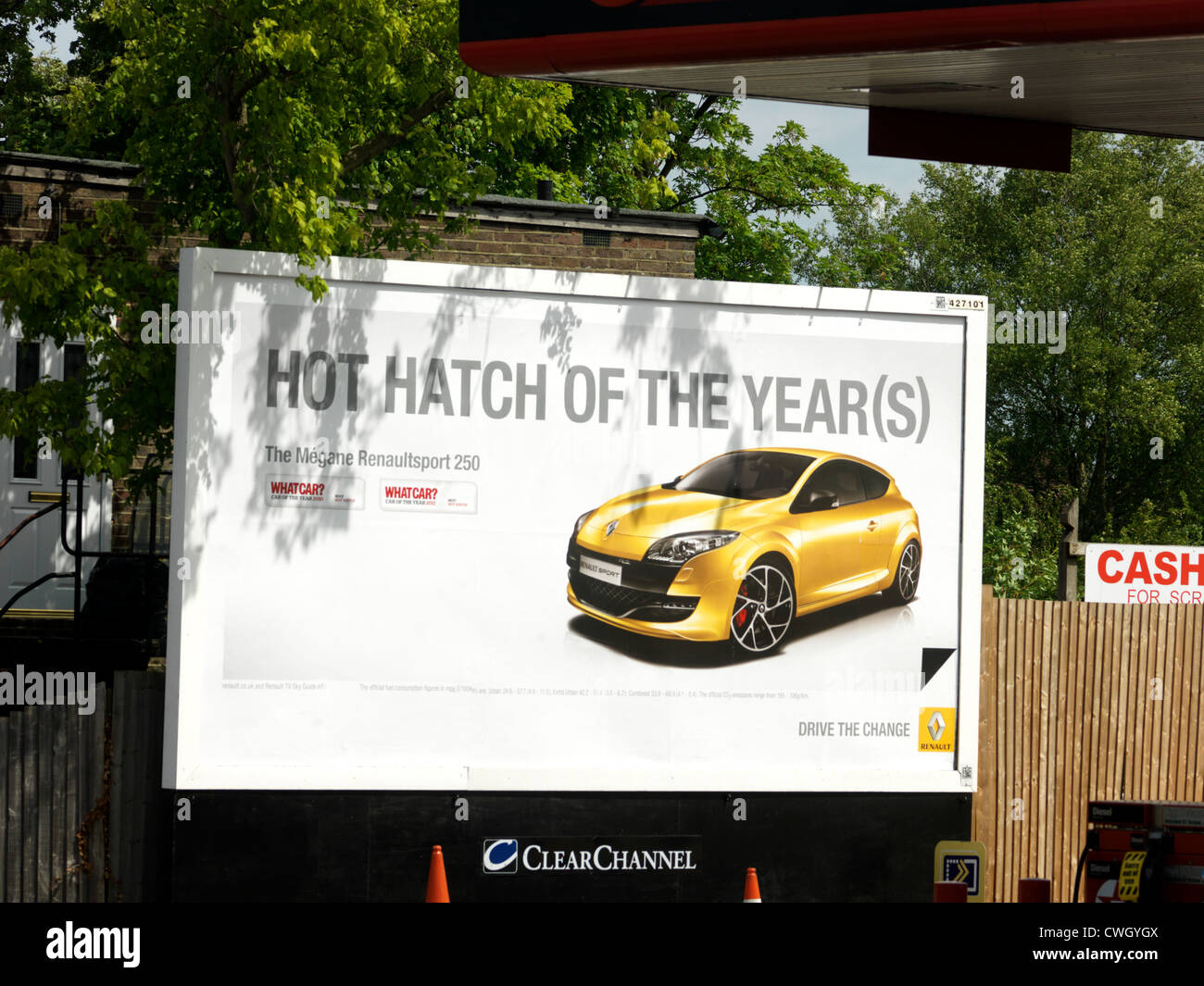 Billboard Advertising The Megene Renault Sport 250 England Stock Photo