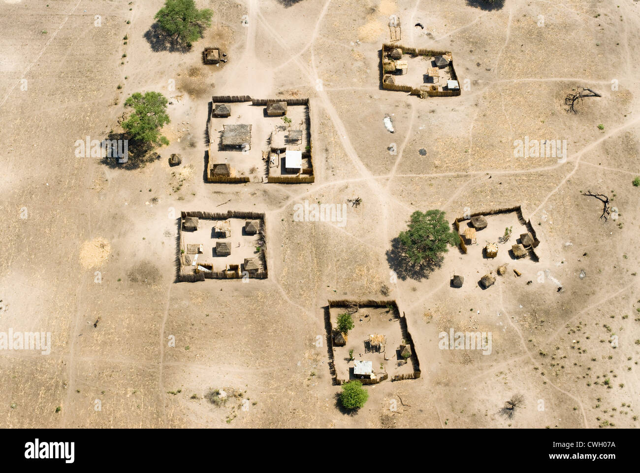 Aerial view of Spanish houses and fences Stock Photo