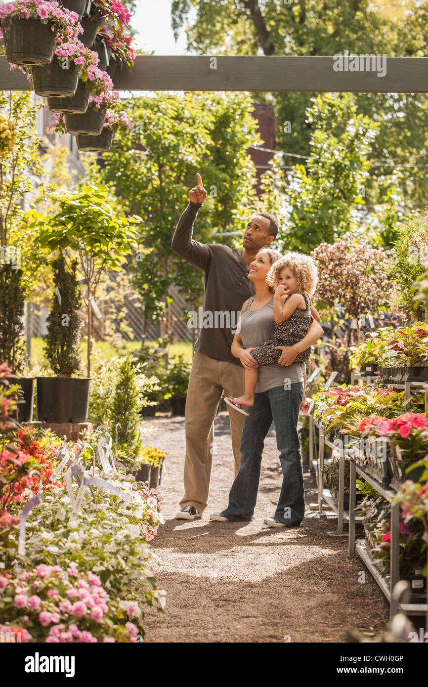 Family shopping at plant nursery Stock Photo