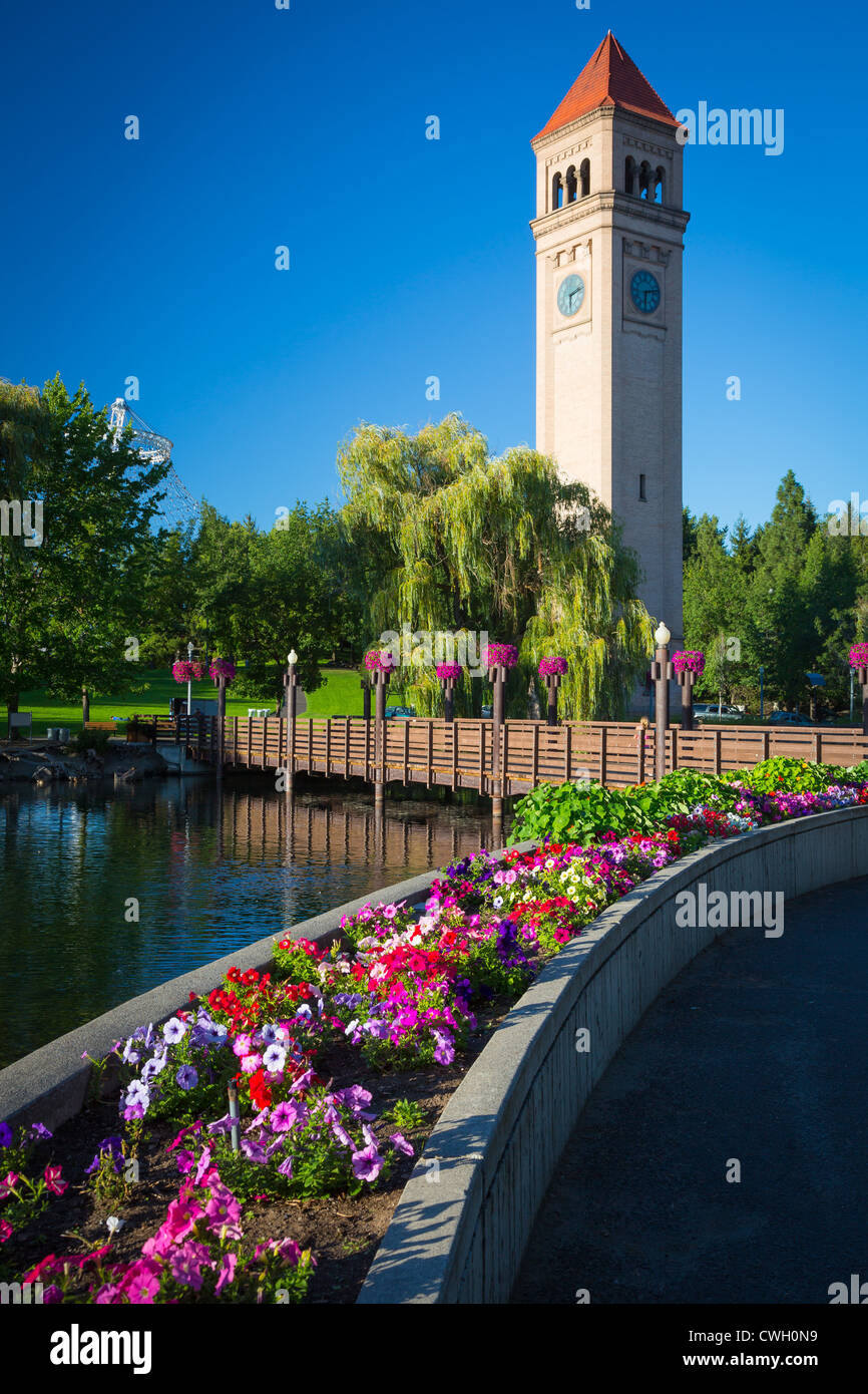 The Spokane clock tower in Riverfront Park in Spokane, Washington Stock