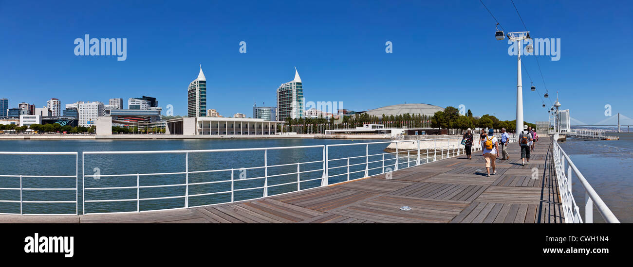 Portuguese and Atlantico Pavilions, Sao Gabriel / Sao Rafael Towers, Olivais Dock. Nations Park, Lisbon, Portugal Stock Photo