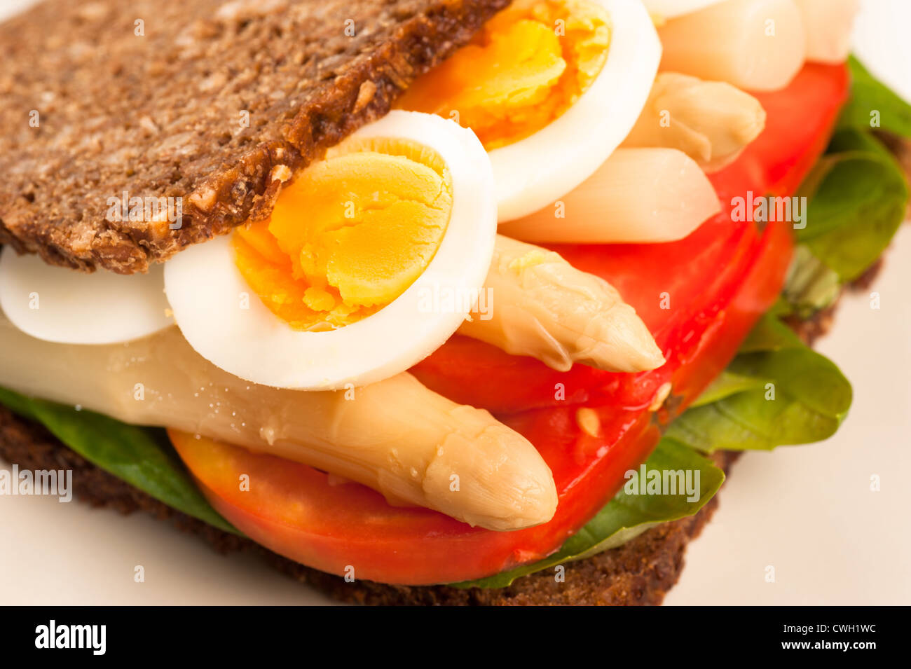 Pumpernickel style rye bread with a healthy vegetarian fillling Stock