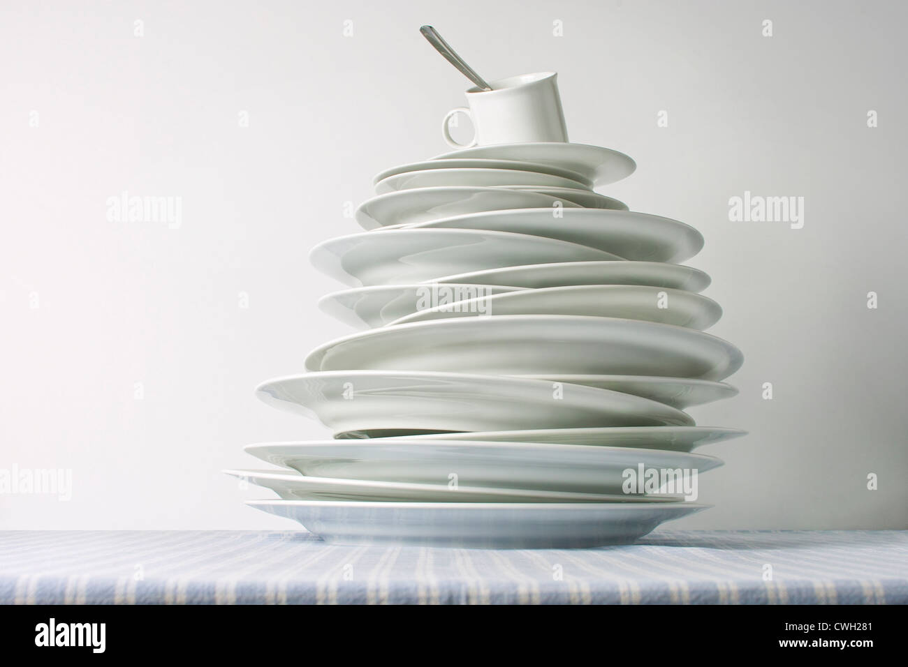 dishware,plate stack,dish staple Stock Photo Alamy