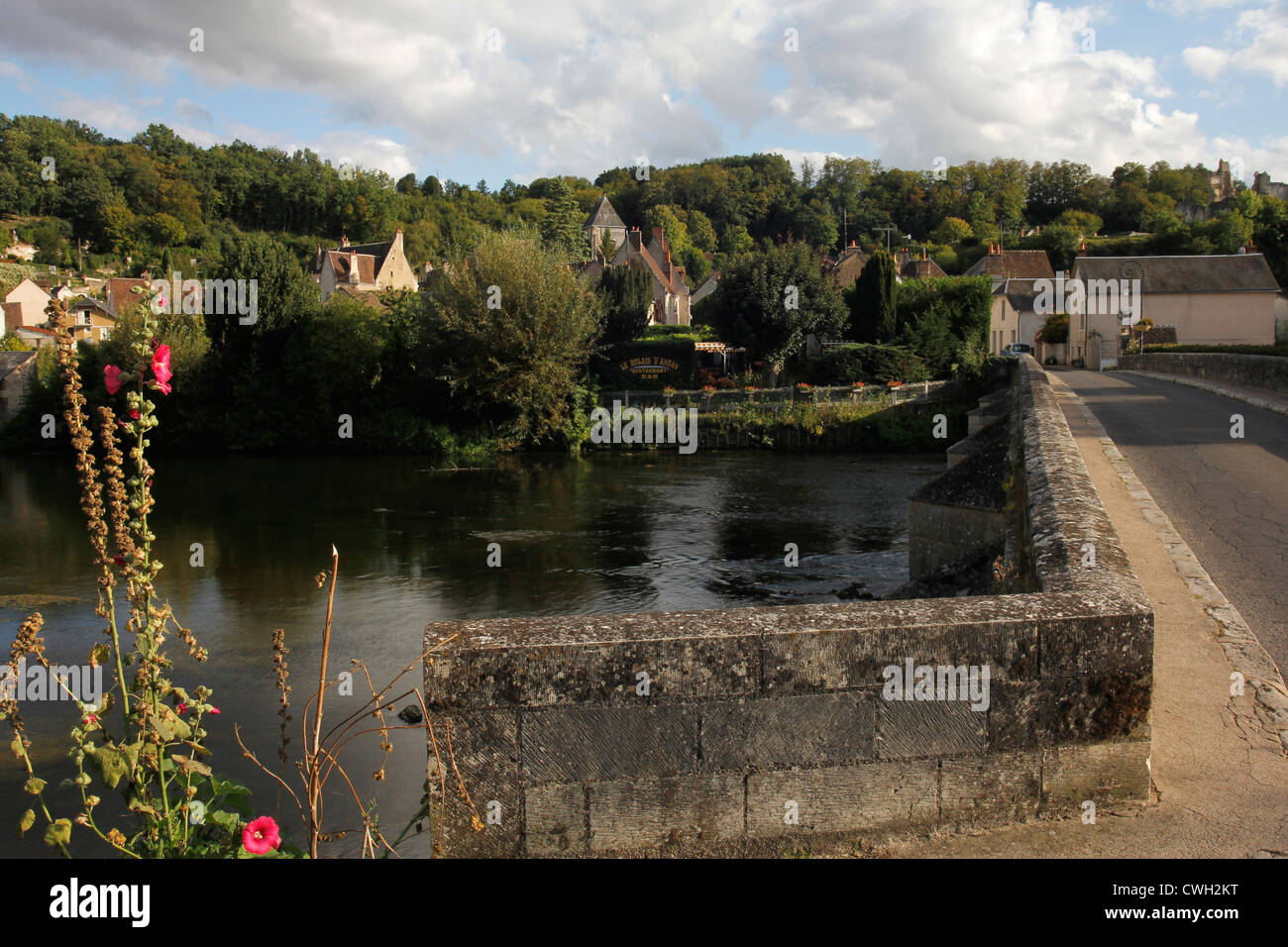 Un des plus beaux villages de france; river Loir Stock Photo