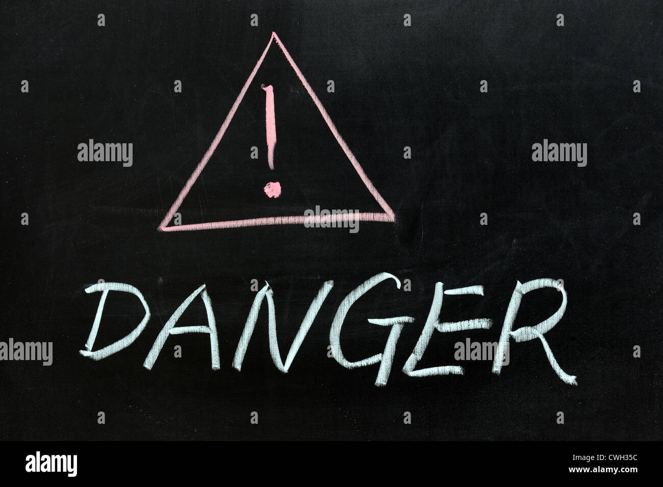 Chalk drawing - Danger sign and text Stock Photo