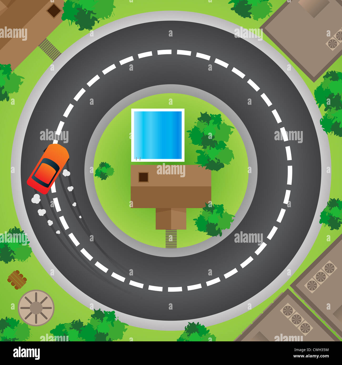 One driver driving his car in circles till the end of days Stock Photo Alamy