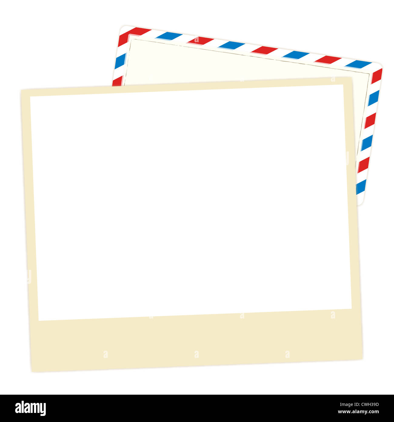 Vector blank empty postcard with an airmail behind it Stock Photo - Alamy