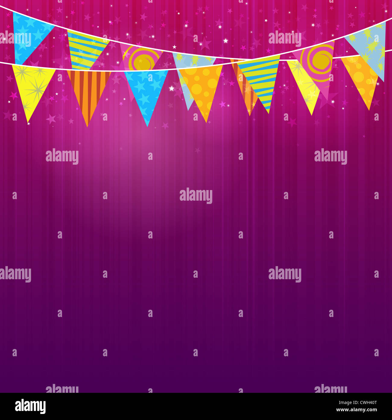 Background Of Purple Colors With Party Flags For Celebrations Stock Photo Alamy