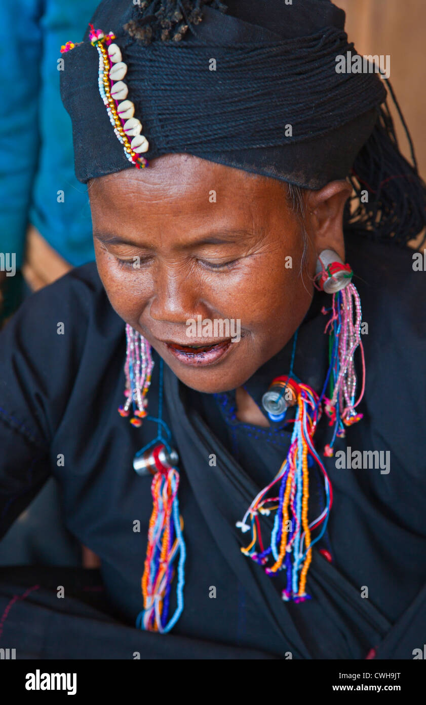 A ANN TRIBAL woman in traditional dress in her village near KENGTUNG ...