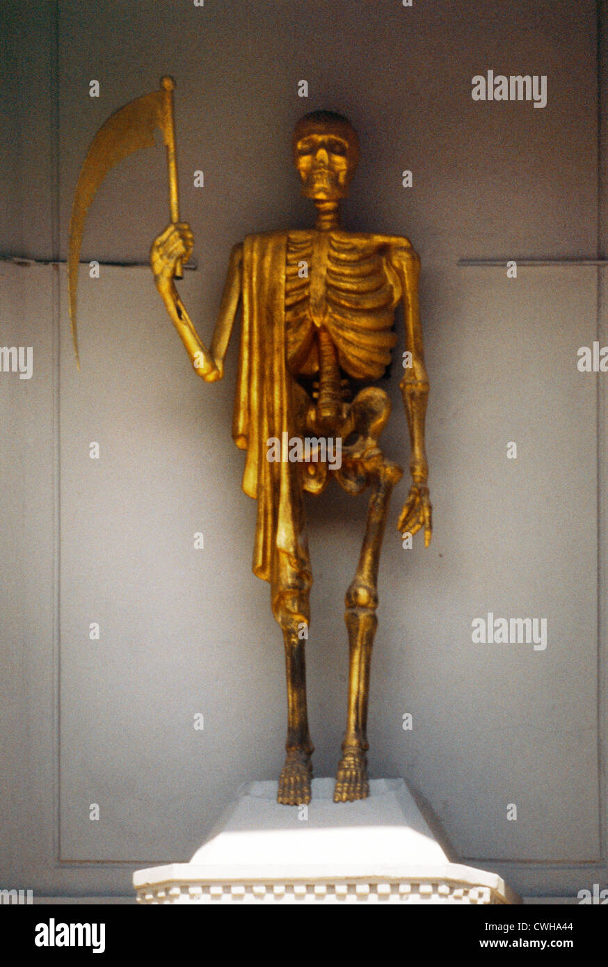 Messina Sicily Italy Statue Of The Grim Reaper Campanile Duomo Stock Photo