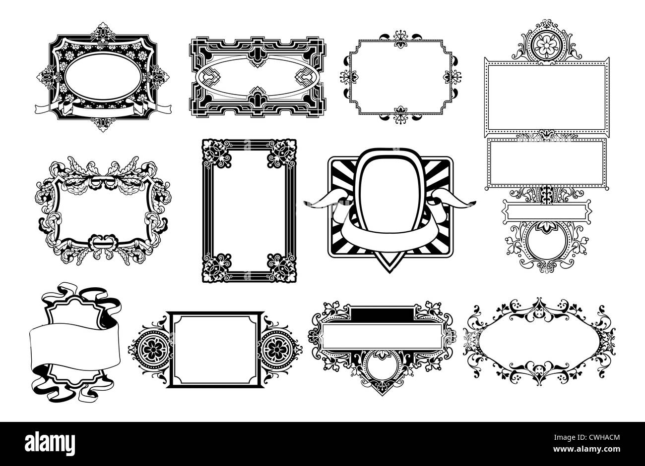 A set of ornate frame and border design elements Stock Photo
