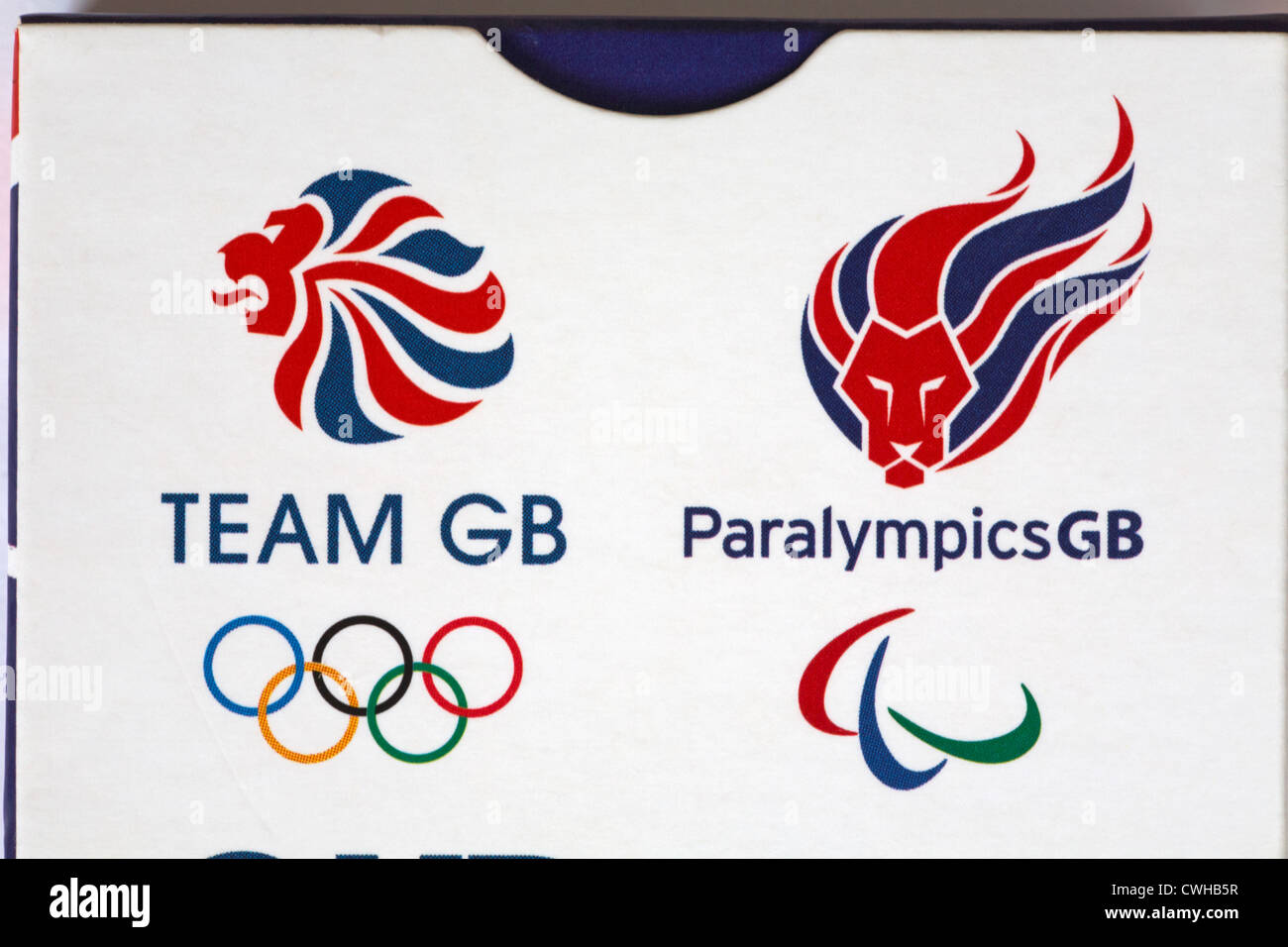 Team Gb And Paralympics Gb Logos On Box Of Pack Of Cards Provided To Olympians For The London 2012 Olympic Games In August Stock Photo Alamy