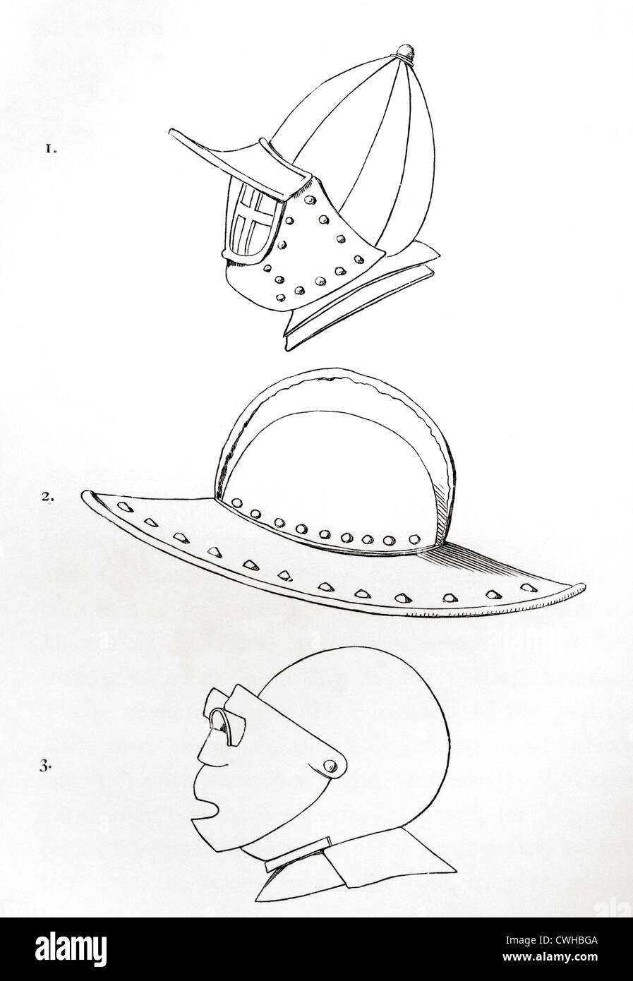 Three types of helmets Stock Photo Alamy