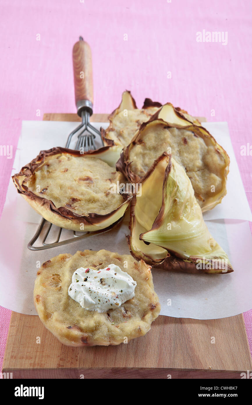 Potato Cabbage Cakes Stock Photo Alamy