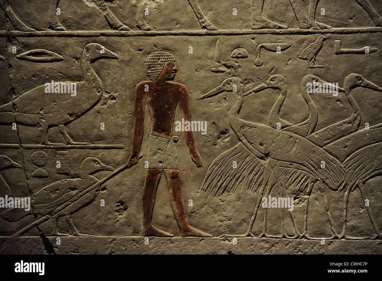 Egyptian Art. Offering scene. From Ka-em-rehu's tomb at Sakkara. C. 2.300 B.C. Old Kingdom. Carlsberg Glyptotek Museum. Stock Photo