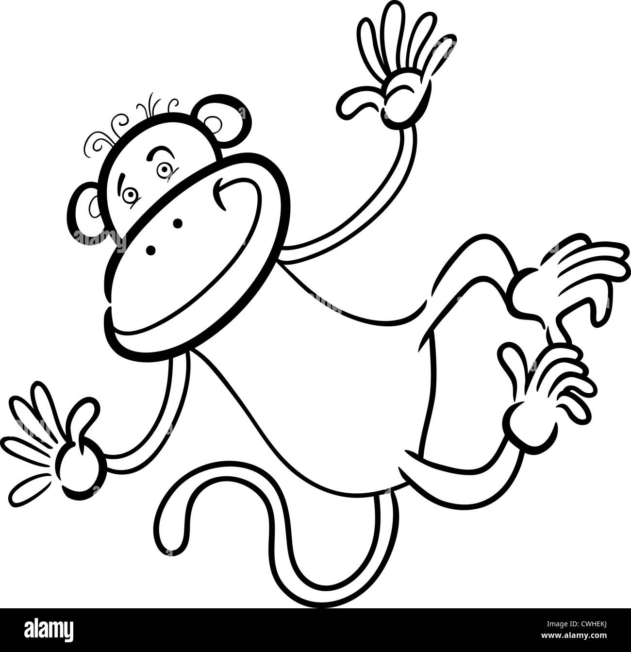 Cartoon Humorous Illustration of Cute Funny Monkey for Coloring Book ...
