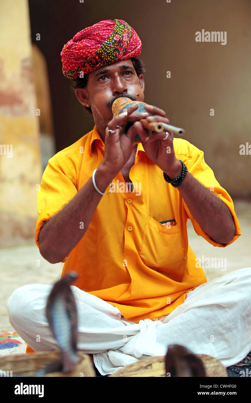 Snake Charmer playing Flute music Stock Photo Alamy