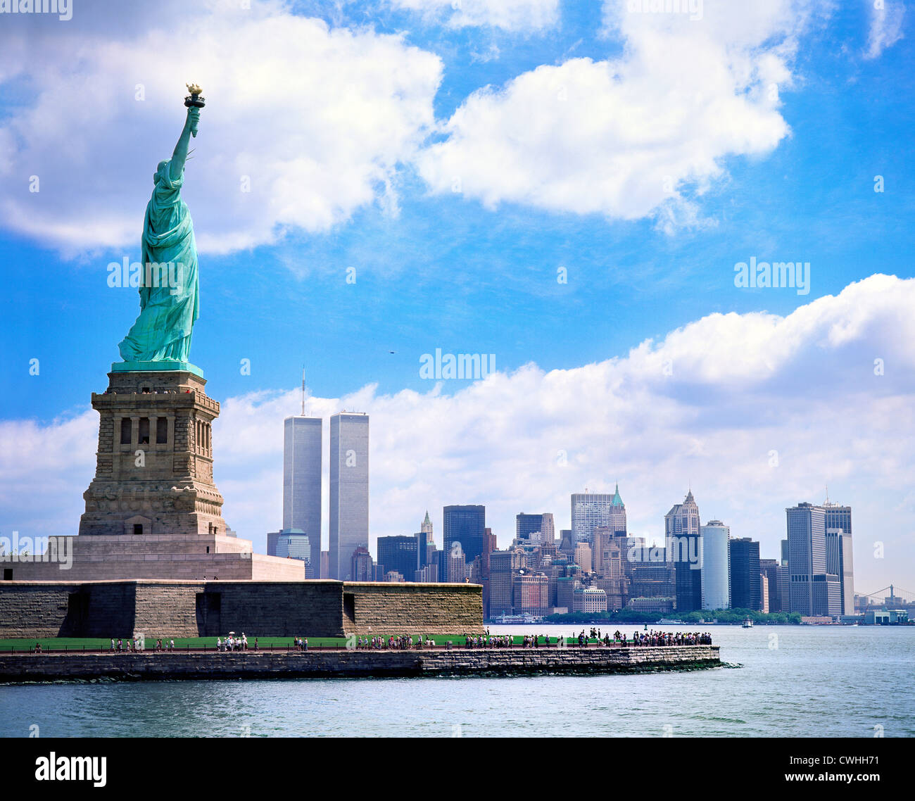 Statue of Liberty and Manhattan Island, New York with the