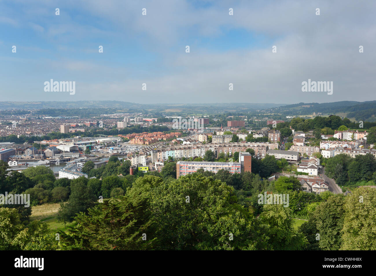 View towards South Bristol from Cabot Tower. Bristol. England. UK. Stock Photo