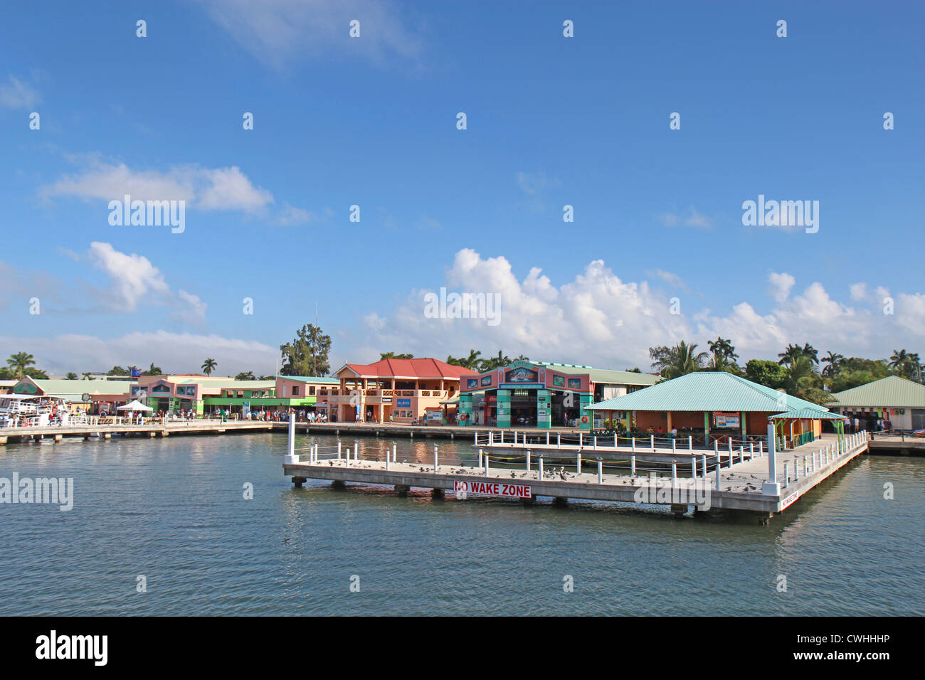 The cruise ship terminal in Belize City from the water Stock Photo
