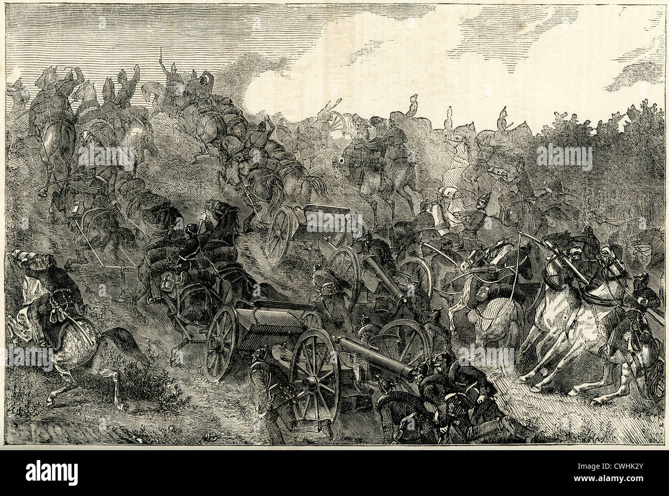Bringing up the Prussian Guns, a scene from the Franco Prussian War Stock Photo