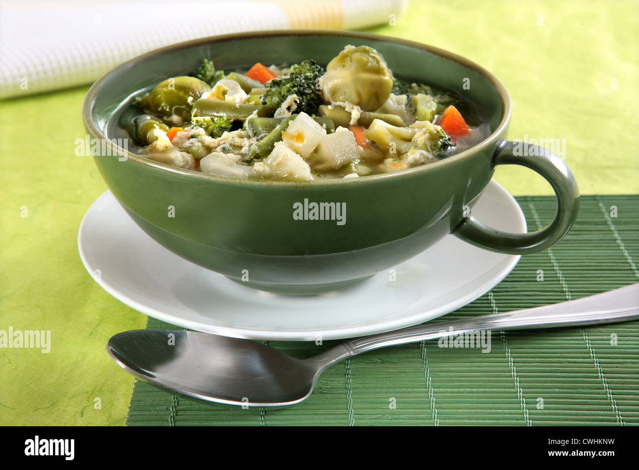Vegetable Soup with Egg Stock Photo - Alamy