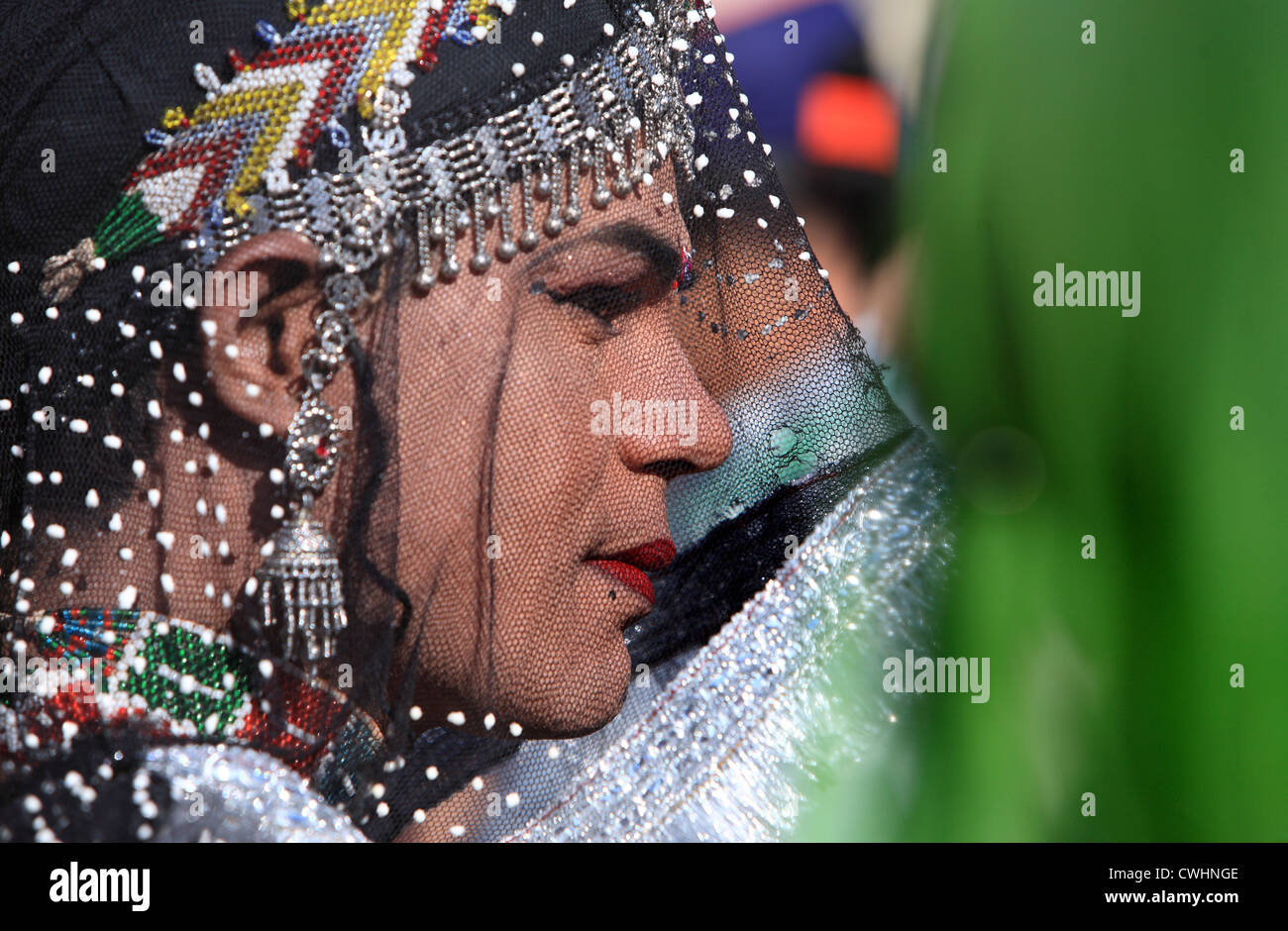 portrait of a veiled Rajasthani Banjara tribal woman Stock Photo