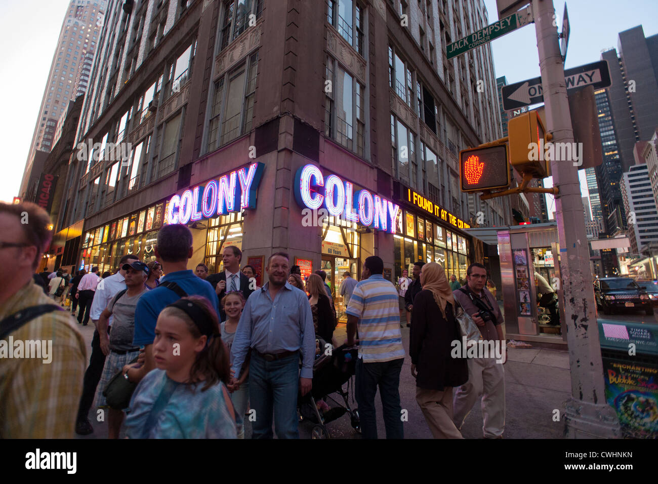 The Colony music store on Broadway in the Theater District in New York