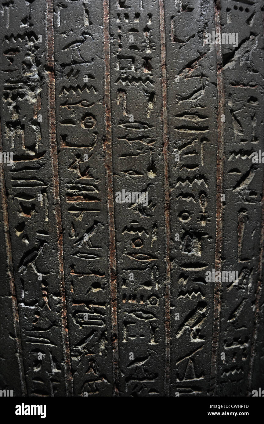 Sarcophagus of Thut-nakht. C. 200 B.C. Ptolemaic Egypt. Detail. Hieroglyphic writing. Carlsberg Glyptotek Museum. Copenhagen. Stock Photo