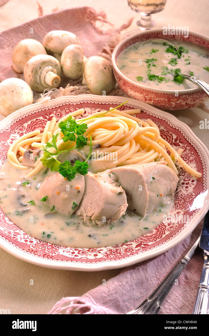 Mushrooms Sauce with Wine Stock Photo - Alamy