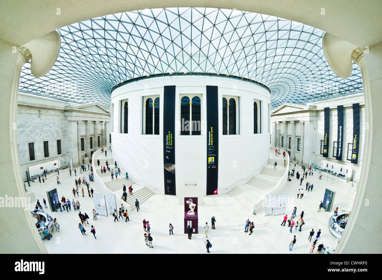 British Museum London Queen Elizabeth II 'Great Court' glass roof designed by architect Norman Foster London  UK GB EU Europe Stock Photo