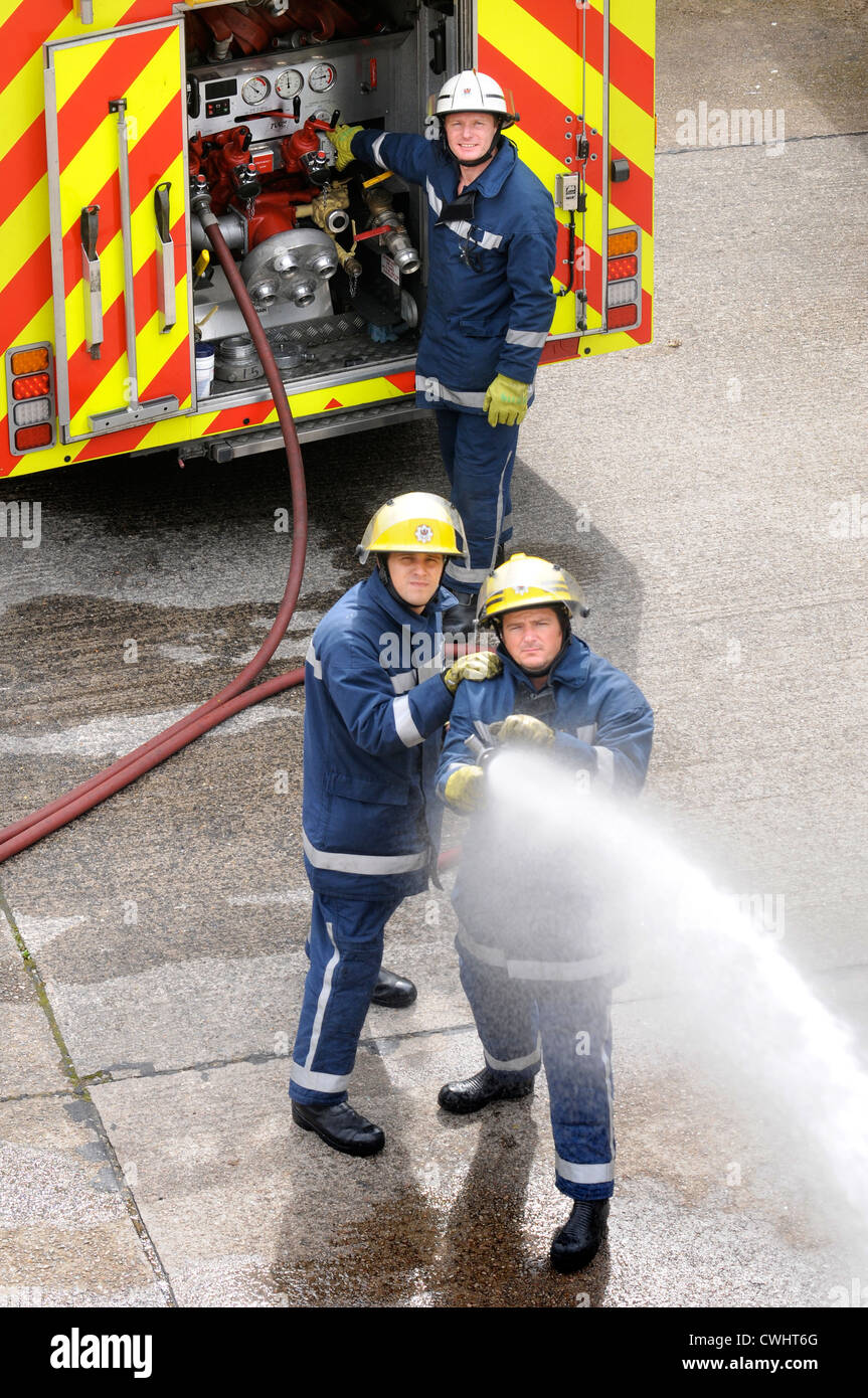 Firemen of white watch at Pontypridd Fire Station in South Wales UK Stock Photo