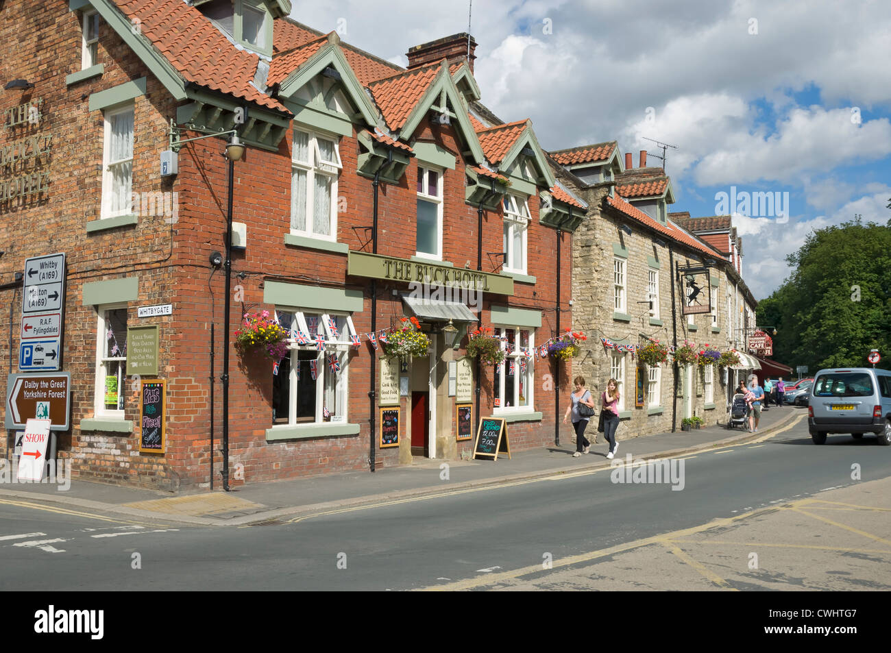 The Buck Hotel in summer Thornton le Dale North Yorkshire England UK