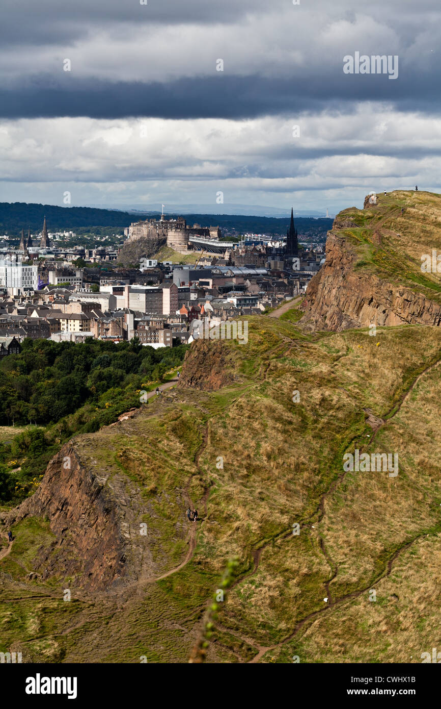 Edinburgh Castle from Arthur's seat Stock Photo Alamy