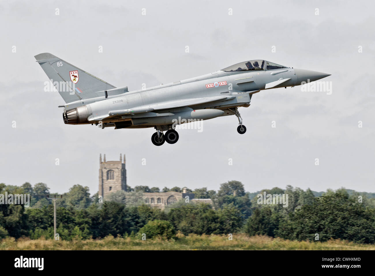 Bae systems Typhoon FGR4 on final approach to RAF Coningsby Stock Photo