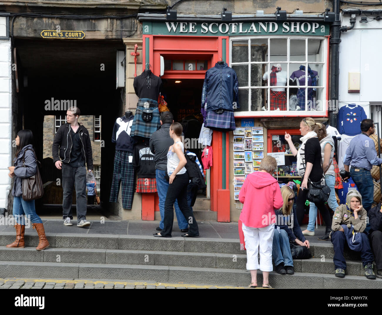 Edinburgh shops in The Royal Mile, Scotland, UK Stock Photo Alamy