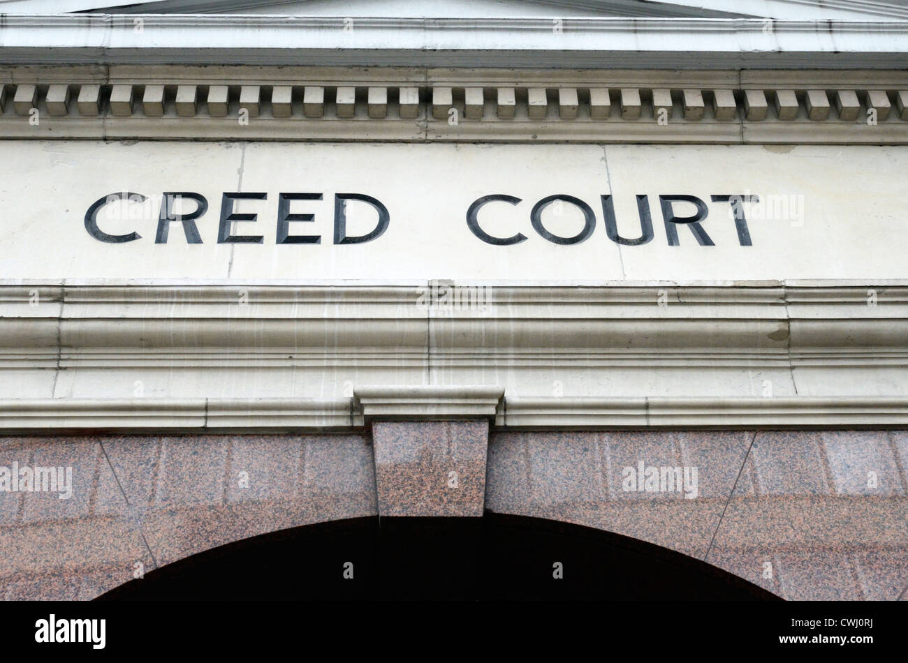 Creed Court sign, Ludgate Hill, London, England Stock Photo