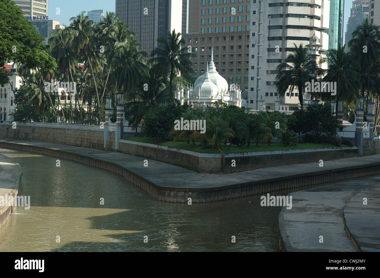 Confluence of the Klang and Gombak rivers, seen from the Leboh Pasar Besar bridge, Kuala Lumpur, Malaysia. Stock Photo