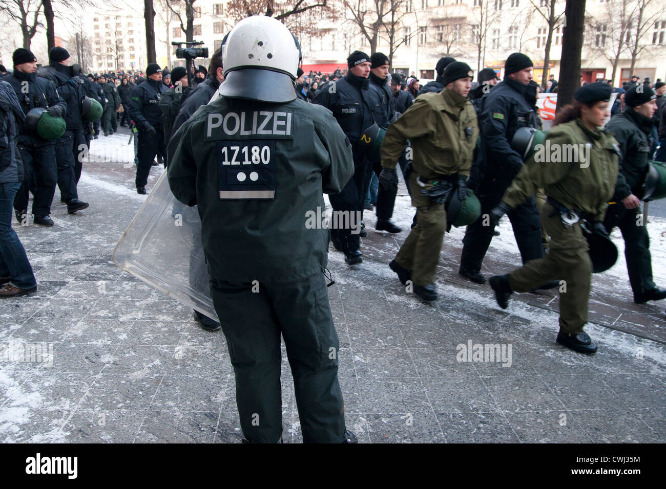 Police Polizei Demonstration Berlin Germany Stock Photo