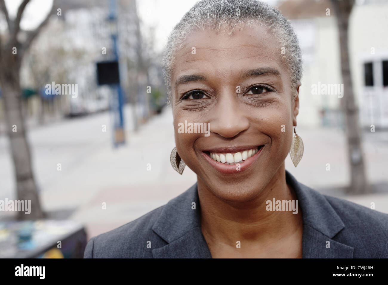 Smiling Black woman Stock Photo - Alamy