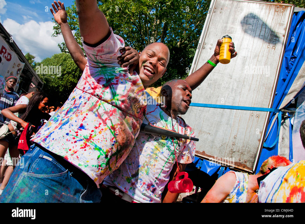 Participants shouting and singing at Annual Notting Hill Carnival 2012 Stock Photo