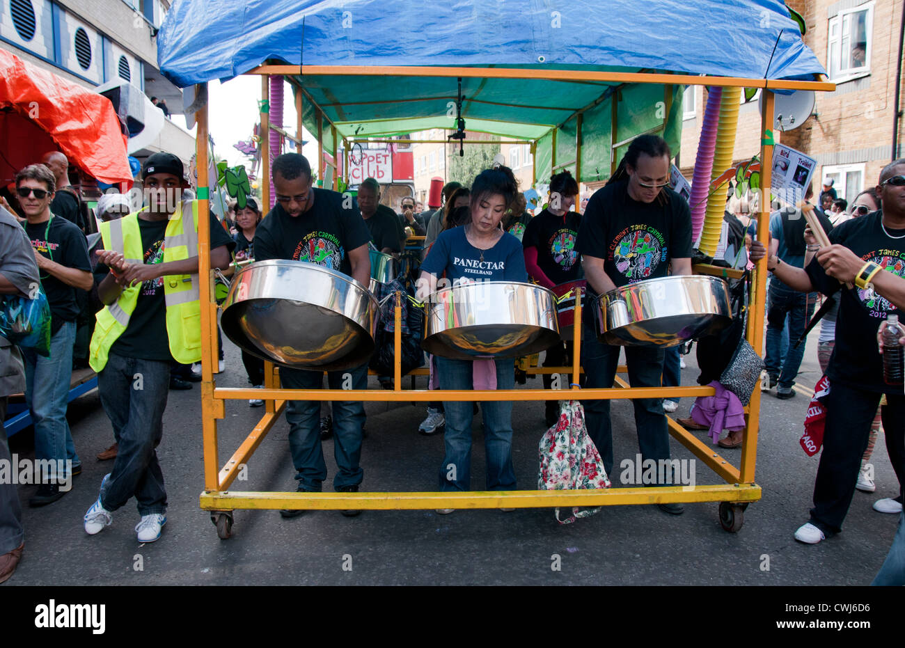 Steel band float with participants at Annual Notting Hill Carnival 2012