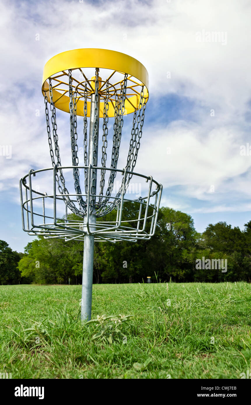 Disc golf basket hole Stock Photo Alamy