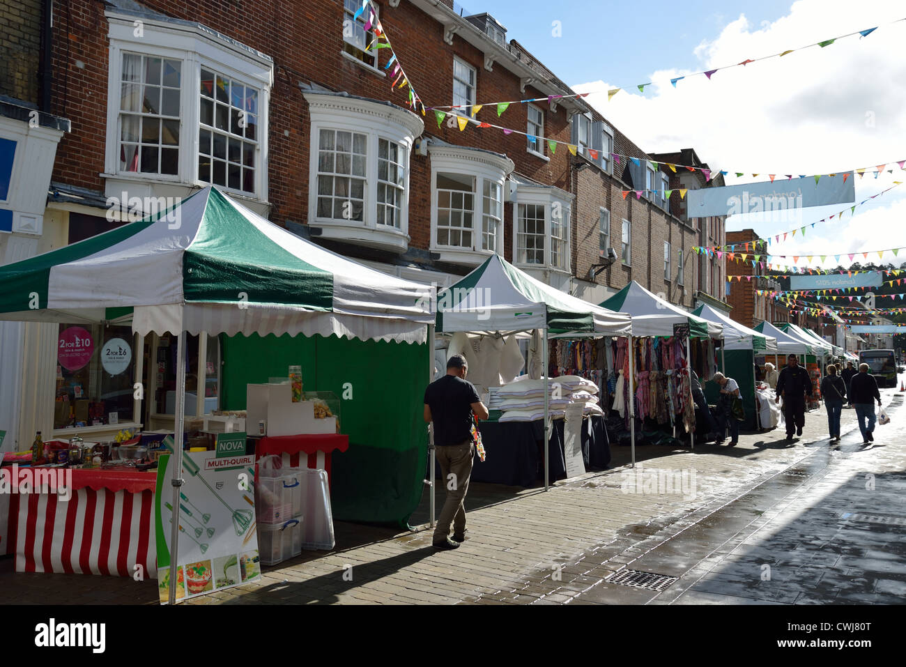 Street market in High Street, Winchester, Hampshire, England, United