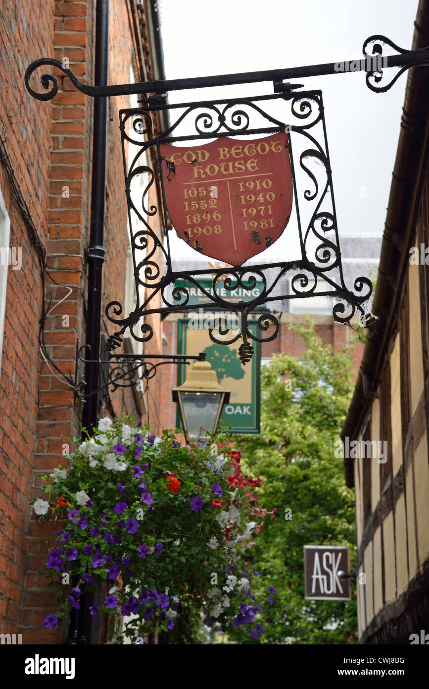 The 11th century Manor of God Begot sign, High Street, Winchester, Hampshire, England, United Kingdom Stock Photo
