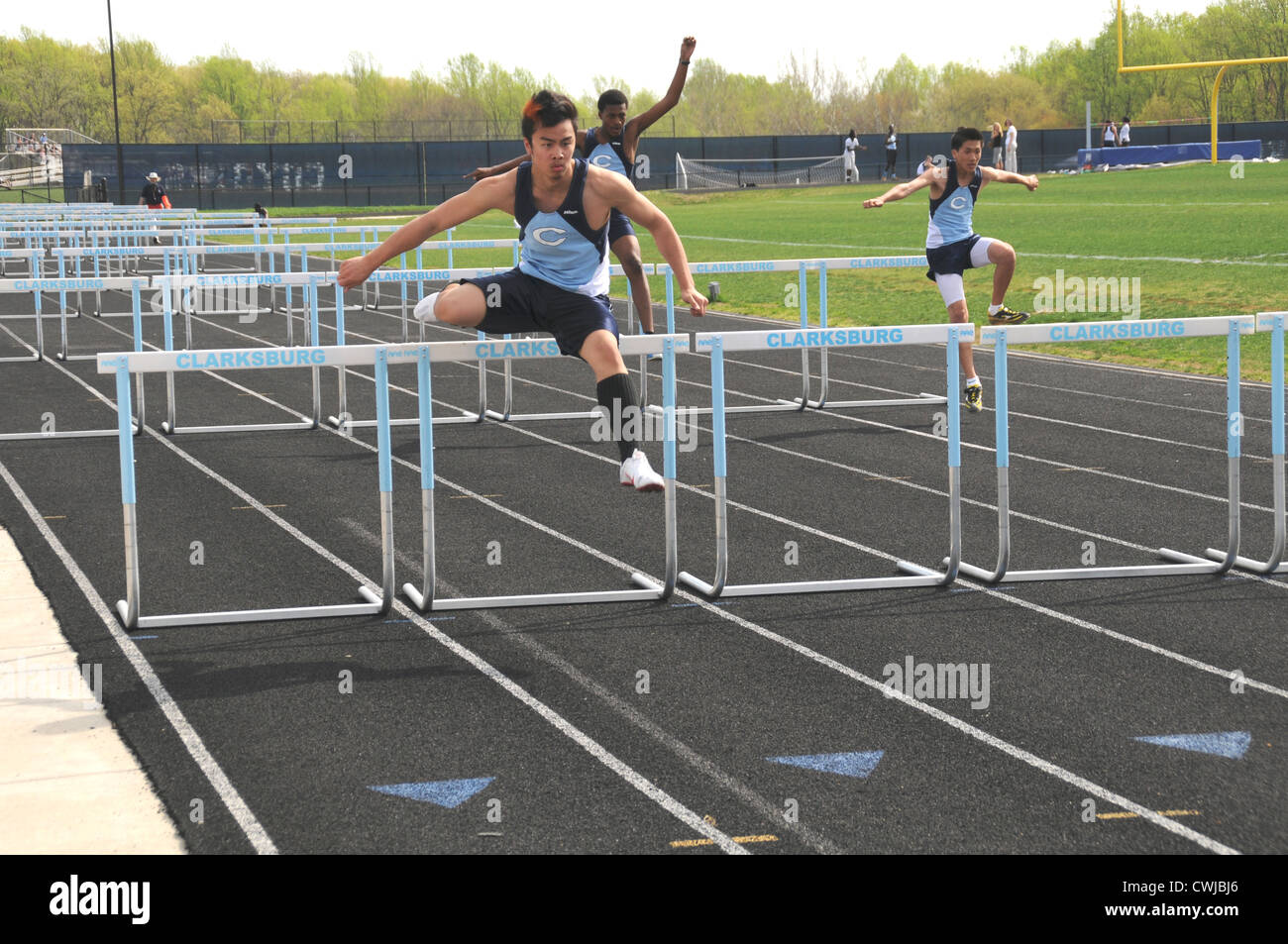 High school hurdle race in Waldorf, Md Stock Photo Alamy
