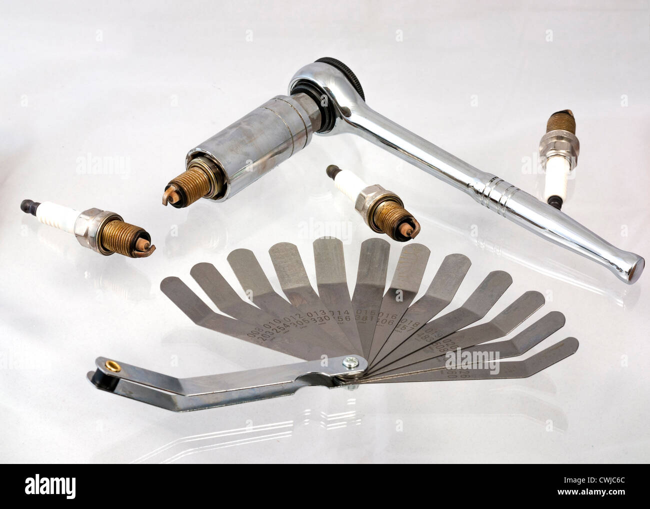 Feeler gage sparkplugs Stock Photo Alamy