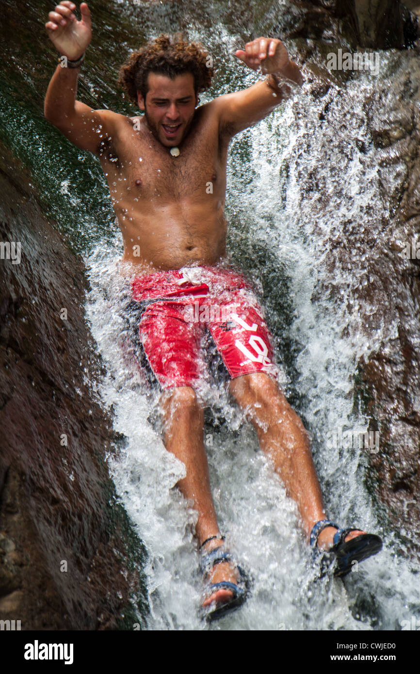 waterslide nicaragua tourists Stock Photo